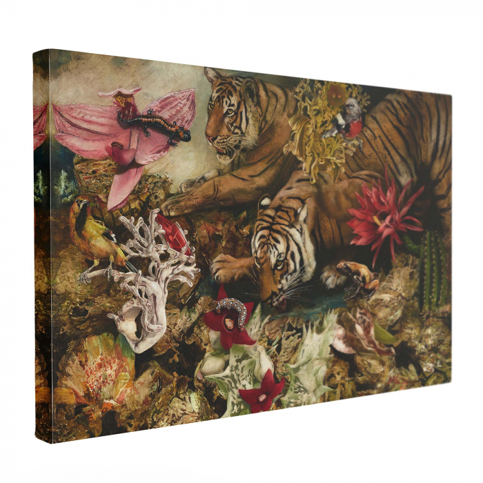 Tablou canvas, modern, tigru, vanatoare, multicolor, pentru birou, 70 x 90 cm [2]