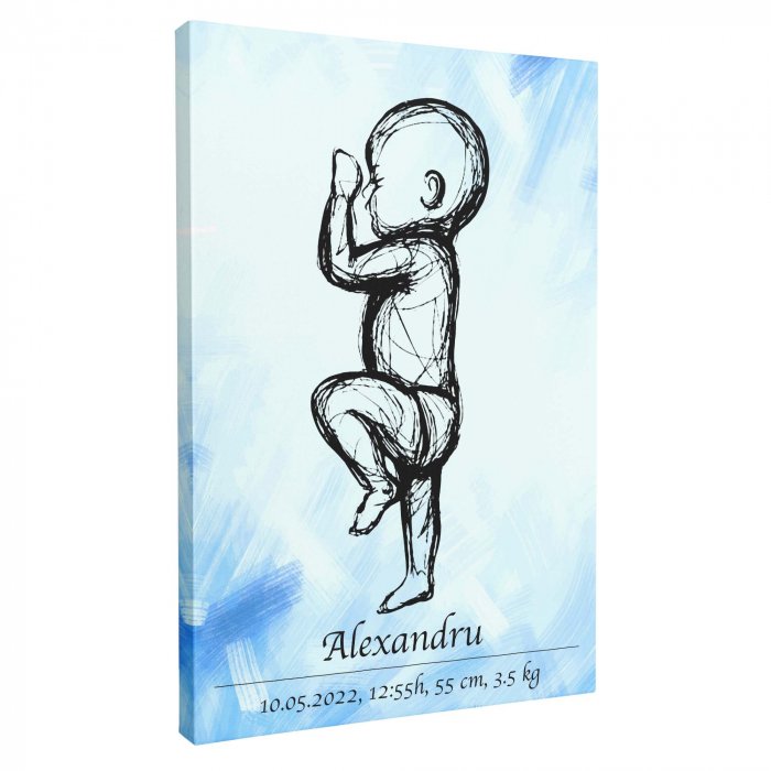 Cadou inedit pentru nou nascut Tablou Canvas Personalizat, Intaglio, print pe panza [2]
