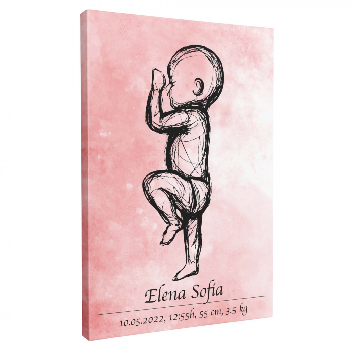 Cadou inedit pentru nou nascut Tablou Canvas Personalizat, Intaglio, print pe panza [1]