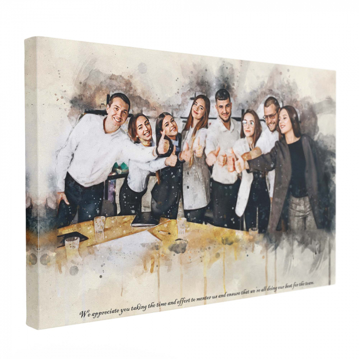 Cadou pentru sef Tablou Canvas Personalizat, Intaglio, print pe panza, in stil acuarela, cadou pentru sef [1]
