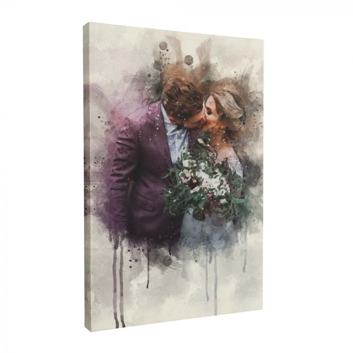Tablou canvas personalizat, Poza de cuplu cu sclipici, Intaglio, alb negru, print pe panza Premium [2]