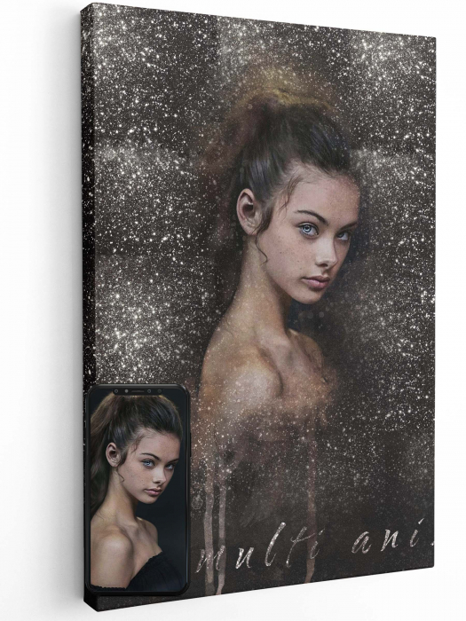 Tablou canvas cu sclipici personalizat – portret artistic pentru zi de naștere [1]