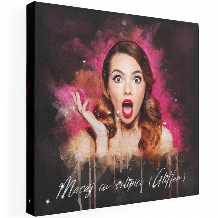 Tablou canvas personalizat, Poza ta cu sclipici, Intaglio, alb negru, print pe panza Premium [1]