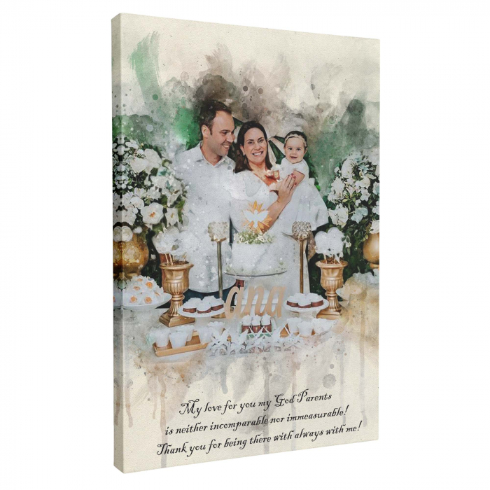 Tablou canvas personalizat portret de grup – stil acuarelă elegant [8]
