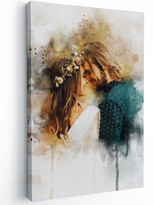 Tablou canvas personalizat portret de grup – stil acuarelă elegant [6]