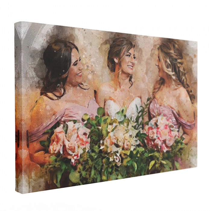 Tablou canvas personalizat portret de grup – stil acuarelă elegant [7]