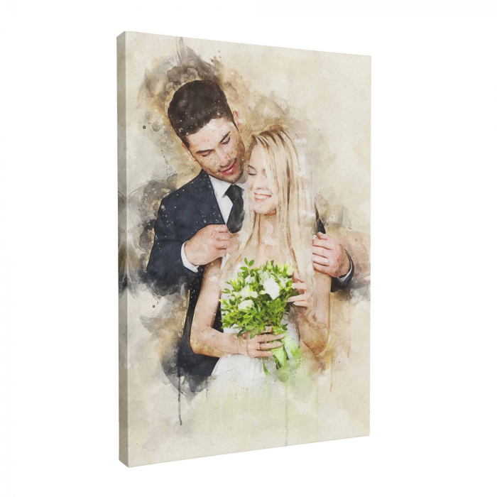 Tablou canvas personalizat portret de grup – stil acuarelă elegant [4]