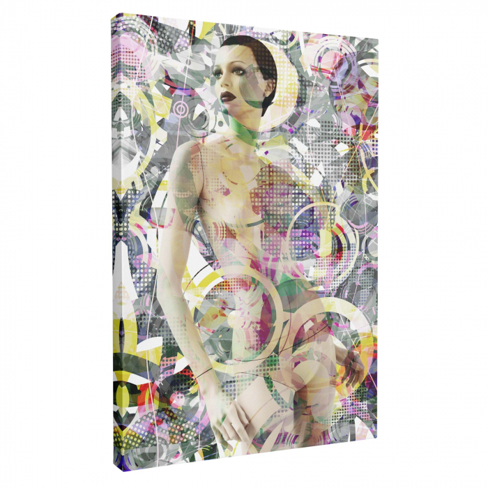 Tablou canvas, portret, femeie, abstract, multicolor, pentru living, 50 x 70 cm [2]