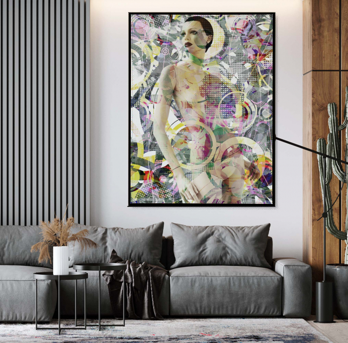 Tablou canvas, portret, femeie, abstract, multicolor, pentru living, 50 x 70 cm [1]