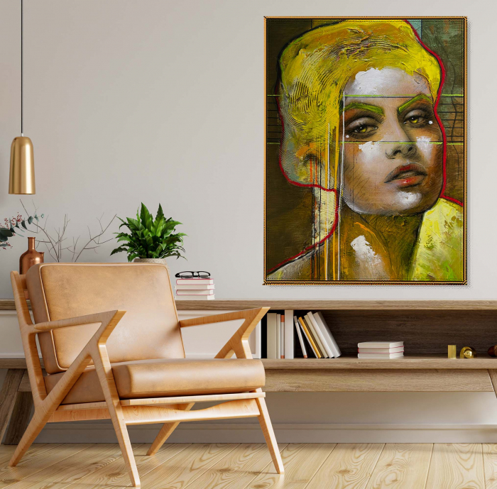 Tablou canvas, portret, femeie, modern, multi-color, pentru living, 50 x 70 cm [1]