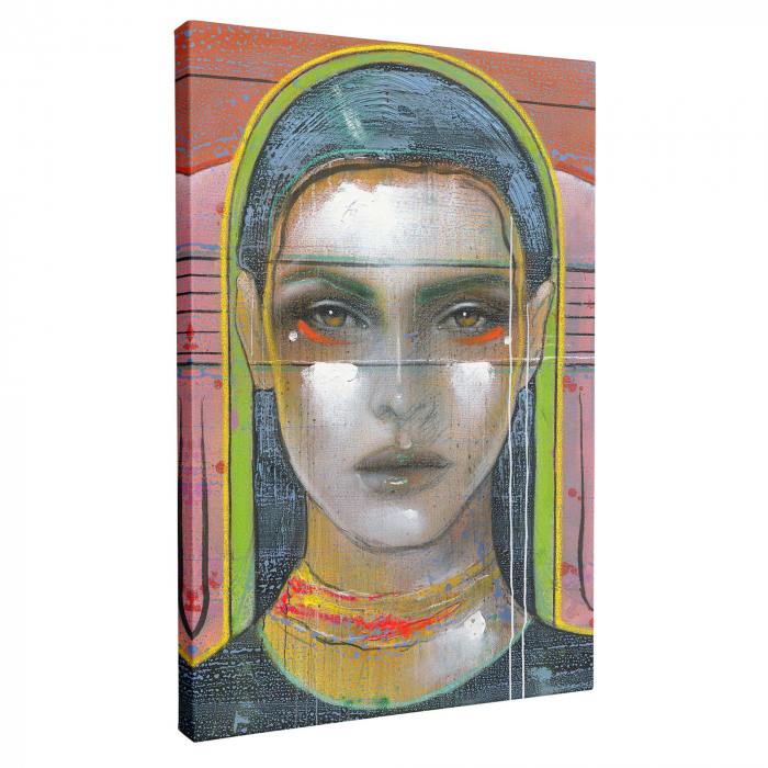 Tablou canvas, portret, femeie pictura, modern, multicolor, pentru living, 70 x 90 cm [2]