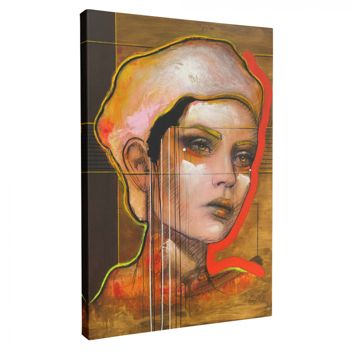 Tablou canvas, portret, femeie, pictura moderna, multicolor, pentru living, 50 x 70 cm [2]