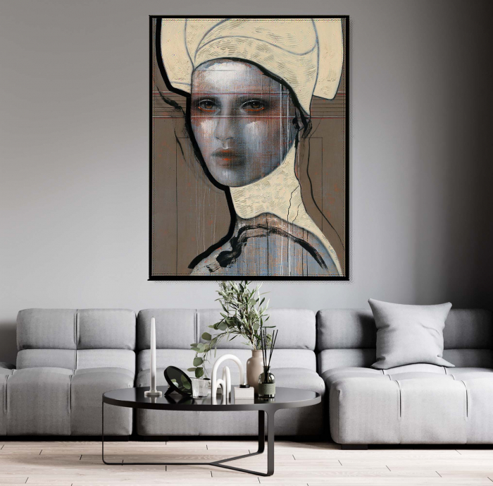 Tablou canvas, portret, pictura femeie, abstract, multicolor, pentru living, 50 x 70 cm [1]