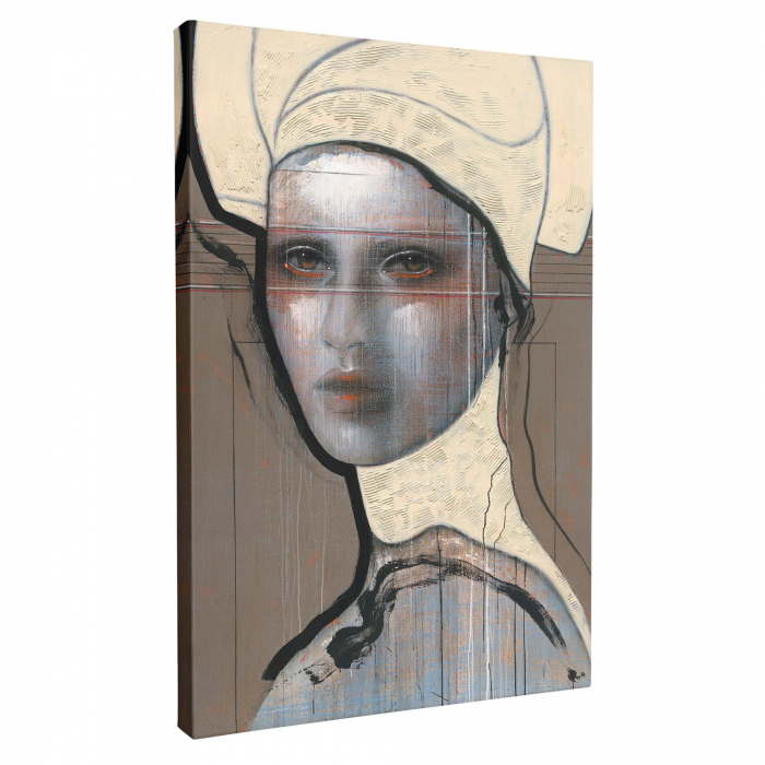Tablou canvas, portret, pictura femeie, abstract, multicolor, pentru living, 50 x 70 cm [2]