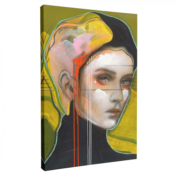 Tablou canvas, portret, pictura femeie, pop art, multicolor, pentru sufragerie, 50 x 70 cm [2]