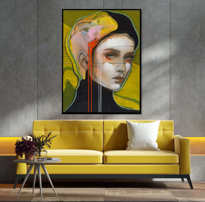 Tablou canvas, portret, pictura femeie, pop art, multicolor, pentru sufragerie, 50 x 70 cm [1]