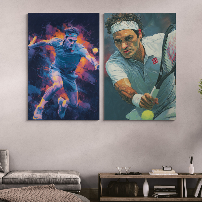 Tablou canvas cu un portret artistic al jucătorului de tenis Roger Federer [1]