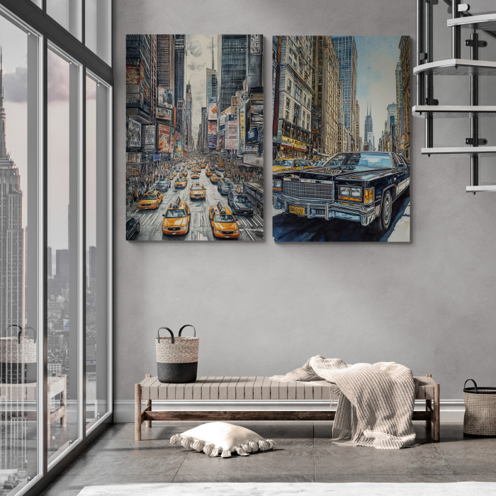 Tablou canvas cu Cadillac clasic în centrul orașului New York, [1]