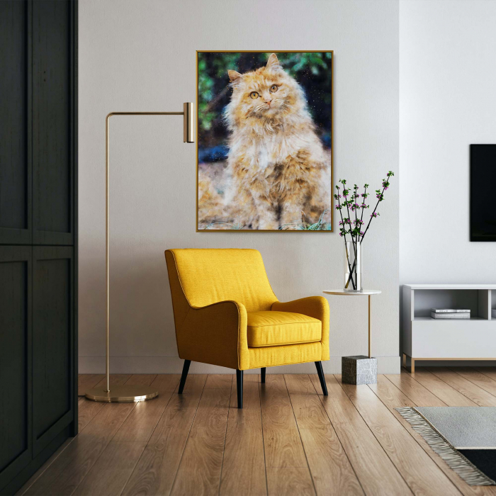 Tablou cu rama, personalizat cu poza ta, Pisica, in stil acuarela, Intaglio, color, print pe hartie foto Fine Art [2]