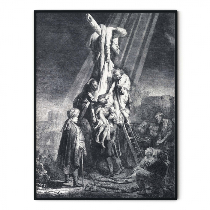 Tablou decorativ, Intaglio, alb negru, Clasic, print pe hartie foto Fine Art, The Descent from the Cross de Rembrandt [3]