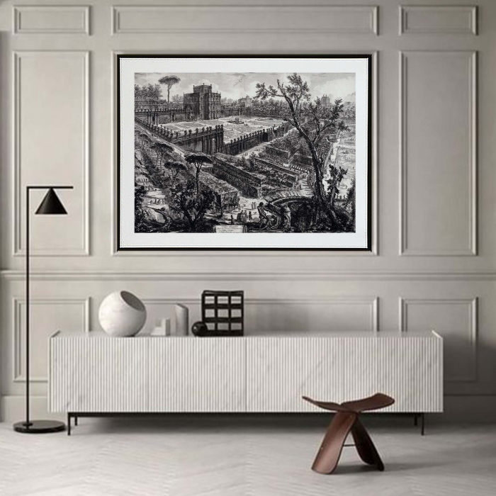 Tablou decorativ, Intaglio, alb negru, Modern, print pe hartie foto Fine Art, Piranesi Villa Pamphili Porta S. Pancrazio, Views of Rome de Giovanni Battista [1]