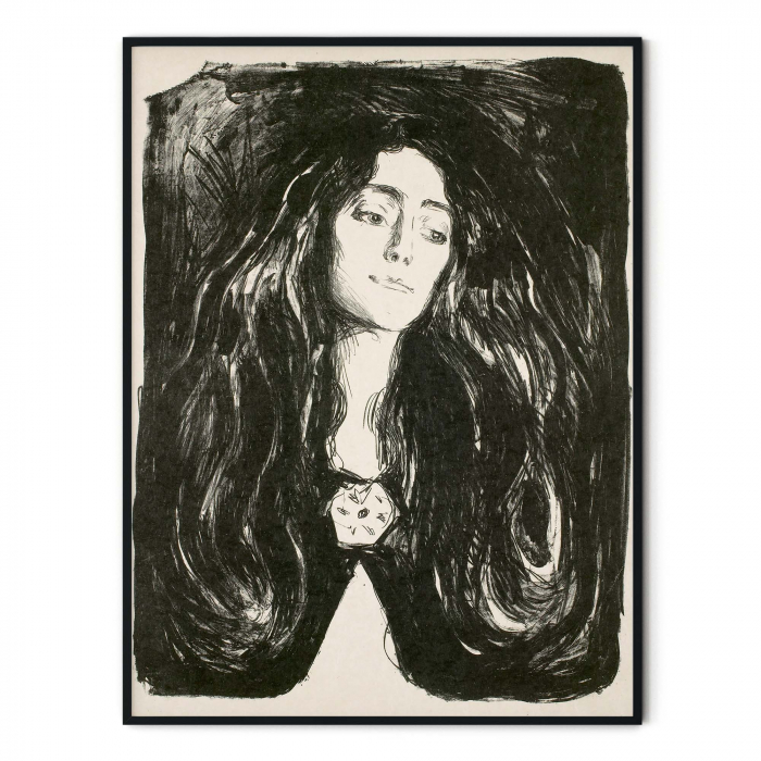 Tablou decorativ, Intaglio, alb negru, Modern, print pe hartie foto Fine Art, The Brooch Eva Mudocci de Edvard Munch [3]