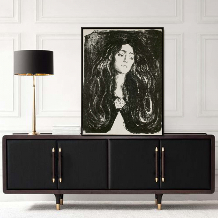 Tablou decorativ, Intaglio, alb negru, Modern, print pe hartie foto Fine Art, The Brooch Eva Mudocci de Edvard Munch [1]