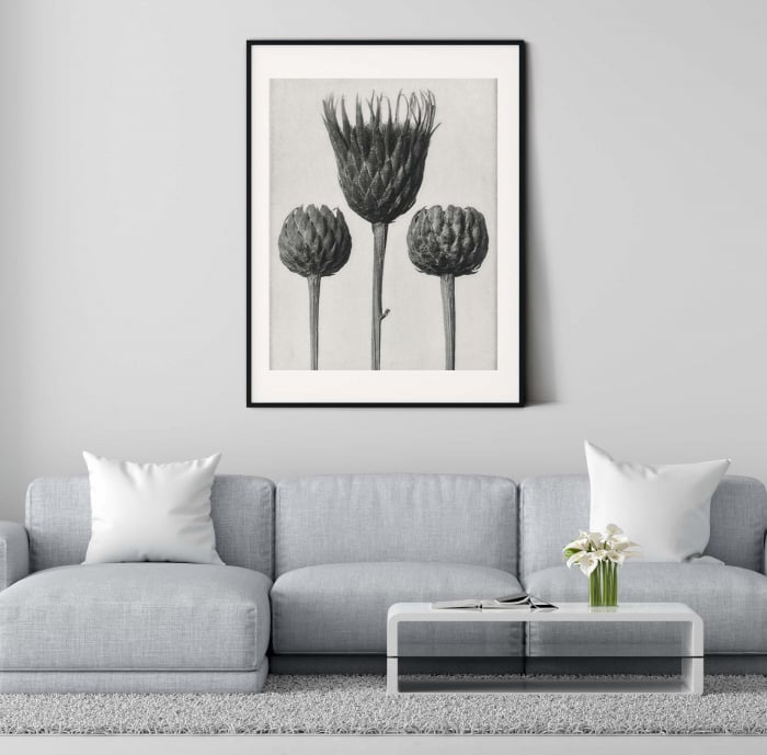 Tablou decorativ, Intaglio, Modern, alb negru, Flori ornamentale, print pe hartie foto Fine Art, neinramat, pentru living, birou, hol [1]