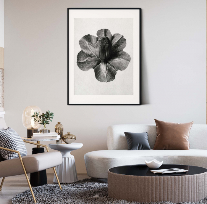 Tablou decorativ, Intaglio, Modern, alb negru, Flori ornamentale, print pe hartie foto Fine Art, neinramat, pentru living, birou [1]