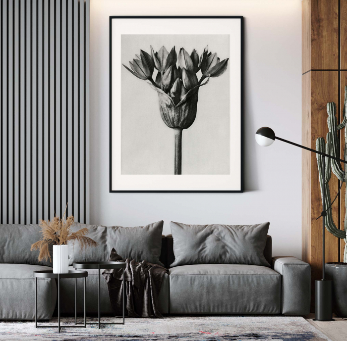 Tablou decorativ, Intaglio, Modern, alb negru, Floare ornamentala, print pe hartie foto Fine Art, neinramat, pentru living, birou [1]