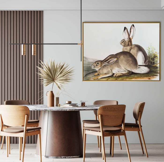Print modern cu iepuri maro pe hartie foto Fine Art pentru bucătărie [1]