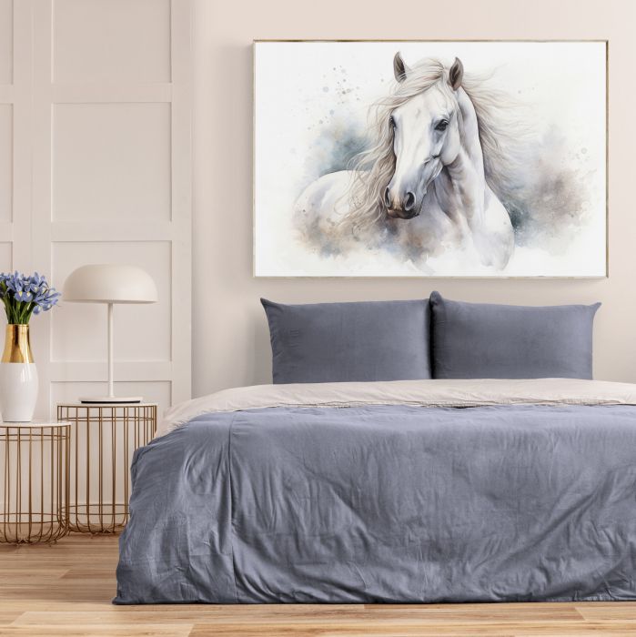 Tablou decorativ, Modern, Animale, Cai in stil abstract, pe fundal alb, pentru hotel [1]
