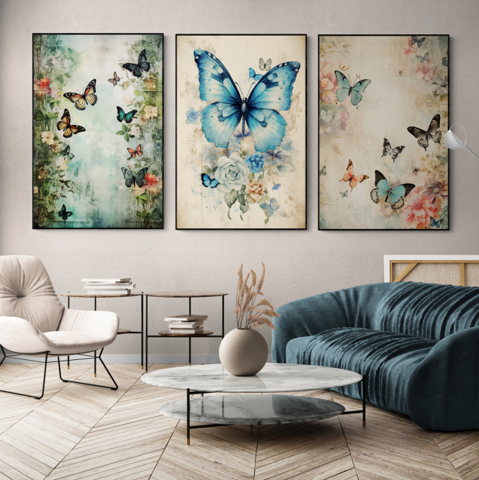 Tablou decorativ, Modern, Animale, Fluturi colorati, pentru living [1]