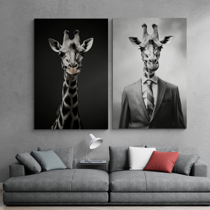 Tablou decorativ, Modern, Animale, Girafa fashion, alb negru, pentru hotel [1]
