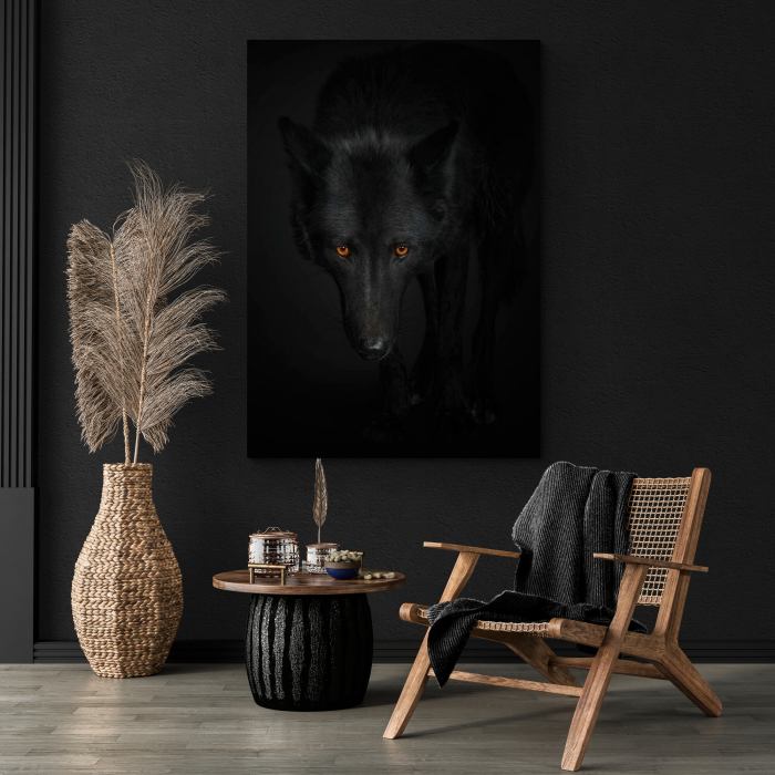 Tablou decorativ, Modern, Animale, Lup negru, pentru hotel [1]
