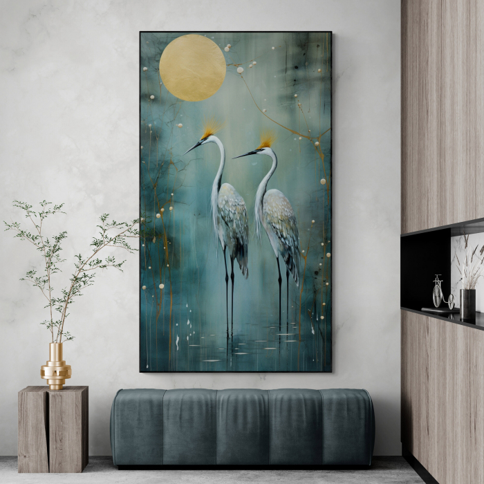 Tablou decorativ, Modern, Animale, Pasari elegante, fundal albastru, pentru hotel [1]