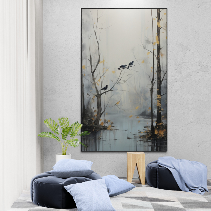 Tablou decorativ, Modern, Animale, Pasari, peisaj natura, in stil pictura, pentru hol [1]