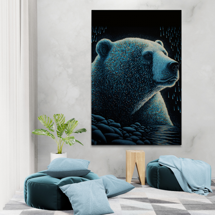 Tablou decorativ, Modern, Animale, Urs nuante de albastru , fundal albastru, pentru hotel [1]