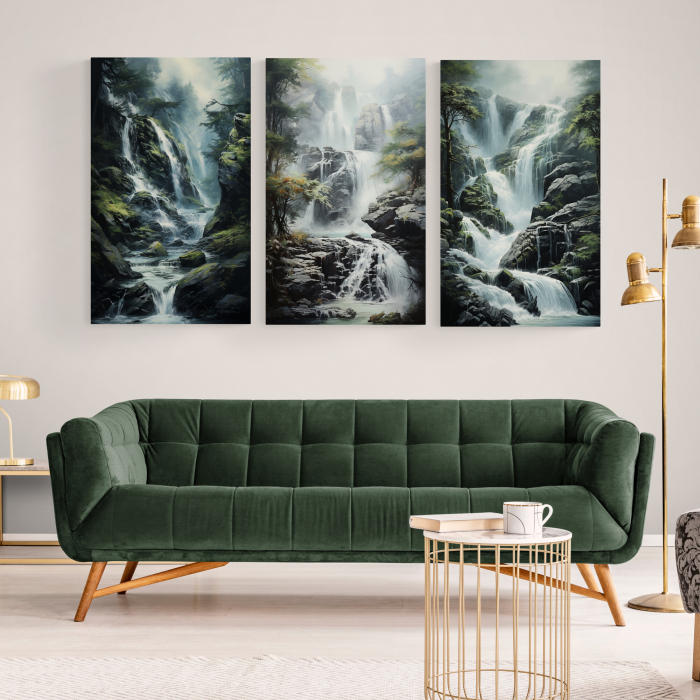 Tablou abstract verde cu cascade moderne pentru hotel [1]