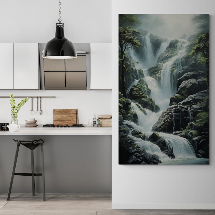 Tablou abstract verde cu cascade moderne pentru hotel [2]