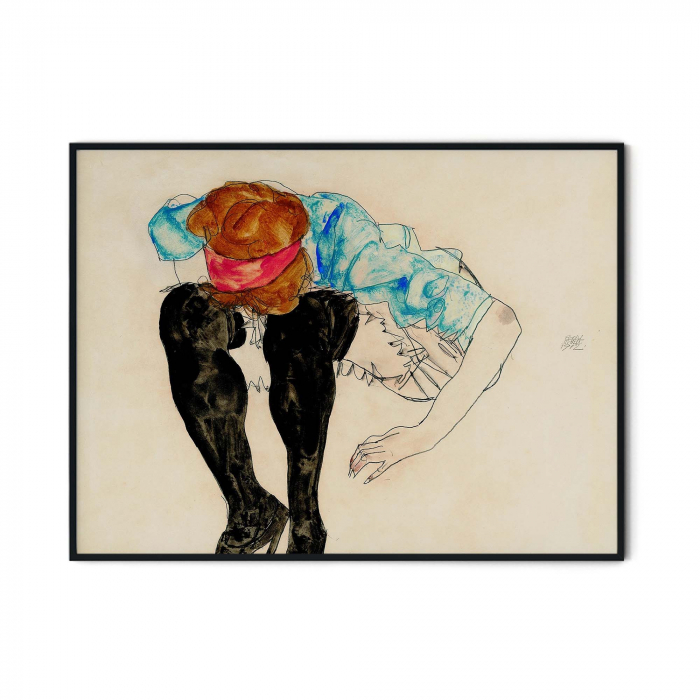Reproducere Schiele "Blond Girl with Black Stockings" pe hârtie Fine Art [3]
