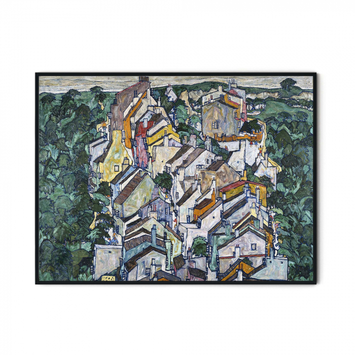 Tablou abstract modern, Town Among Greenery, Egon Schiele, print pe hartie Fine Art. [3]