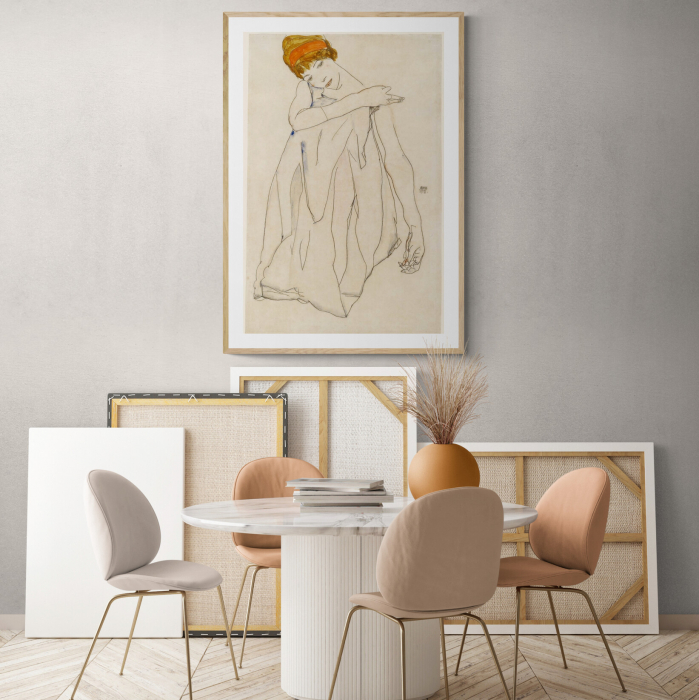 Poster modern „Dancer” de Egon Schiele, în culori vii, pe hârtie Fine Art. [1]