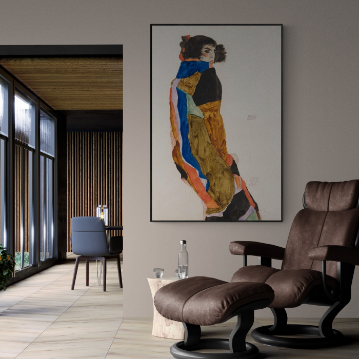 Tablou abstract modern intitulat 'Tablou Intaglio' inspirat de Egon Schiele. [1]