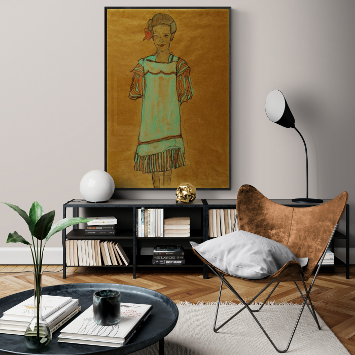 Portret Schiele tablou verde și roșu, artă modernă [1]