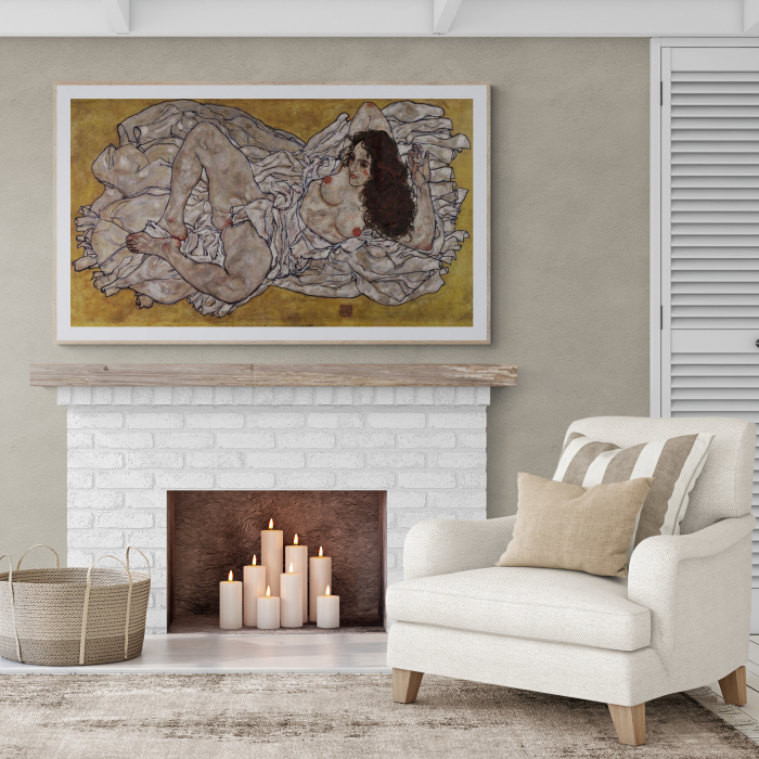 Print Fine Art color Egon Schiele, Reclining Woman pentru living modern [1]