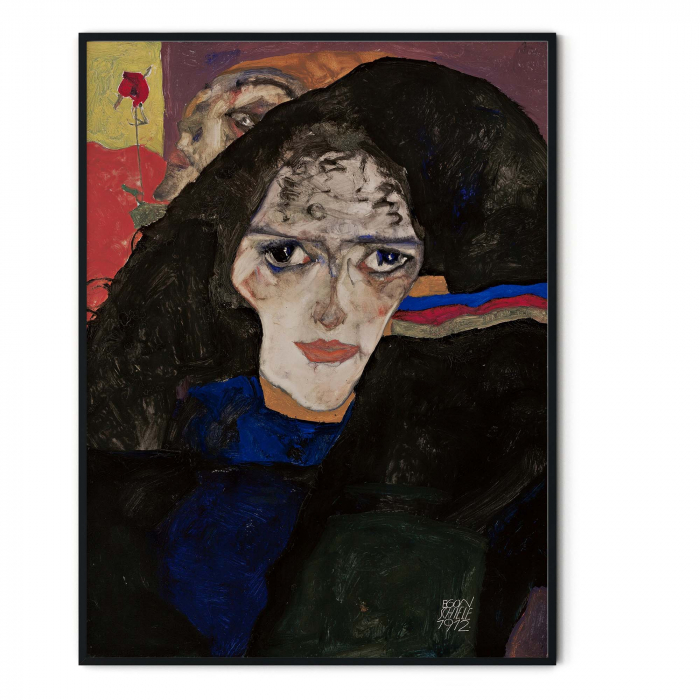 Tablou abstract modern Mourning Woman inspirat de Egon Schiele [3]