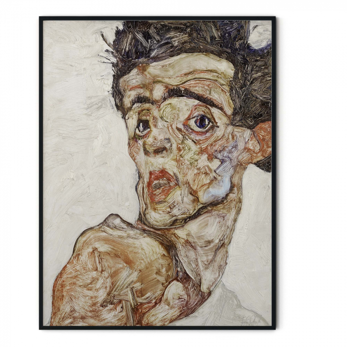 Reproducere modernă a autoportretului artistului Egon Schiele. [3]