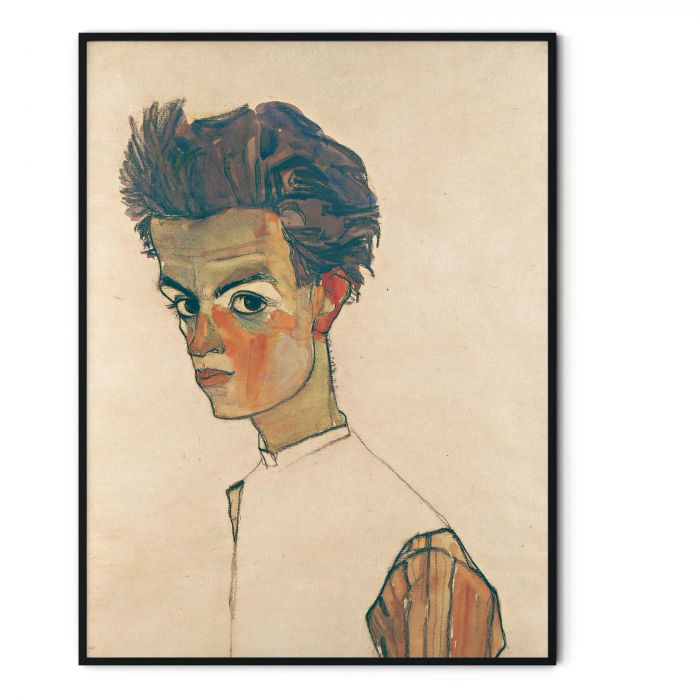 Self-Portrait with Striped Shirt de Egon Schiele, print Fine Art. [3]