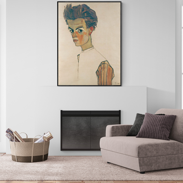 Self-Portrait with Striped Shirt de Egon Schiele, print Fine Art. [1]